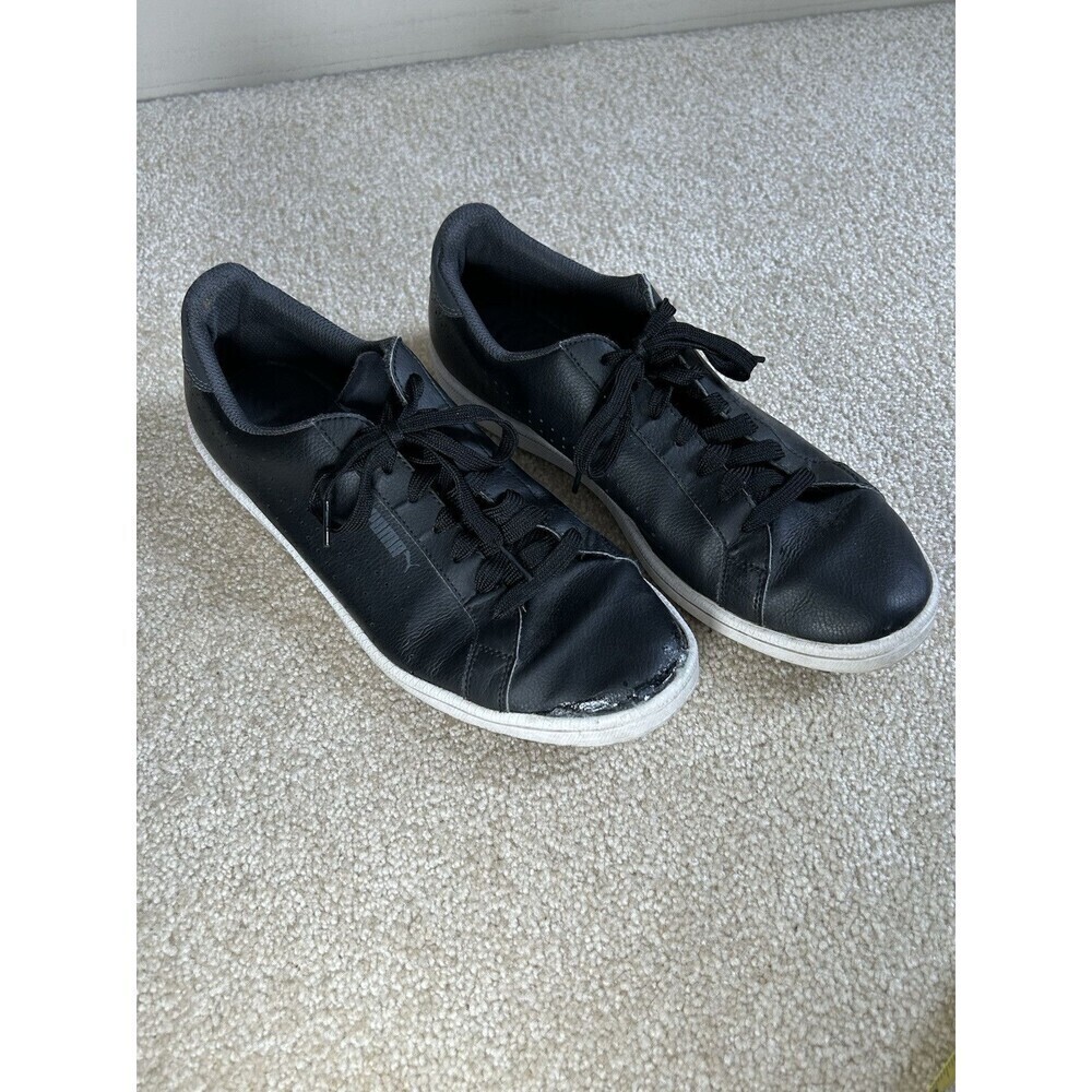 Puma Shoes Men’s 11 Smash Perforated C Low Sneakers Black Leather